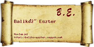 Balikó Eszter névjegykártya