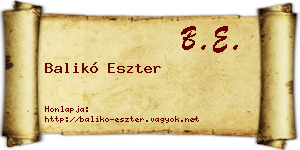 Balikó Eszter névjegykártya